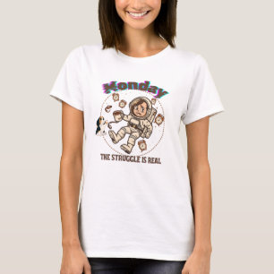 T-shirt Lundi Lutte Spatiale Astronaute Café & Chiot