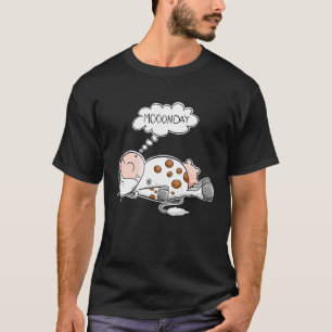 T-shirt Lundi paresseux Vache Jeu de mots Mooonday Je dors