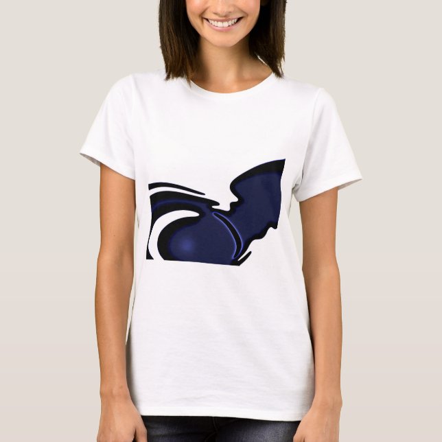 T-shirt Lune bleue : Bleu Abstrait, Blanc & Noir (Devant)