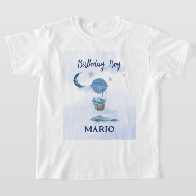 T-shirt Lune bleue petit éléphant garçon d'anniversaire (Poser)