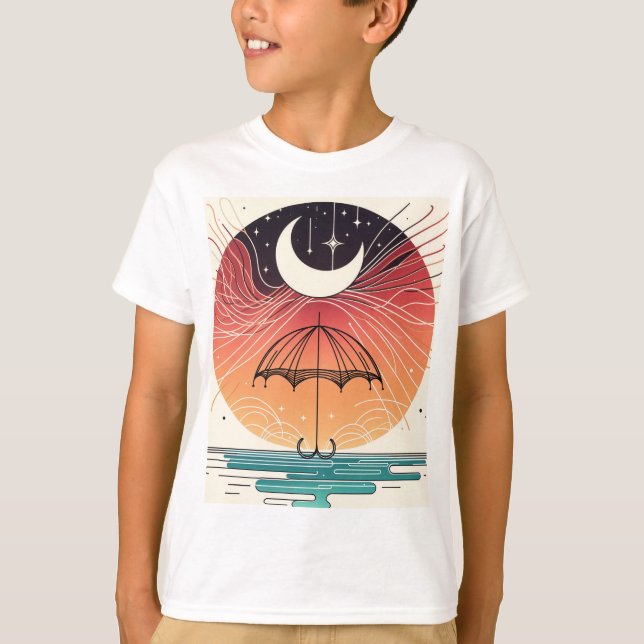 T-shirt Lune bohème et pluie magique (Devant)