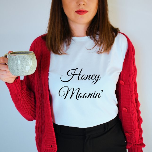 T-shirt Lune de miel' moderne noir Script blanc femmes (Créateur téléchargé)