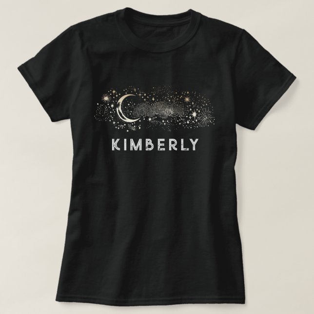 T-shirt Lune de nuit étoilée céleste et étoiles Mystique (Design devant)