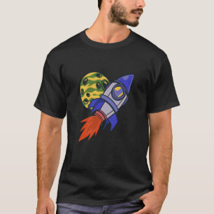 T-shirt lune de science spatiale de fusée