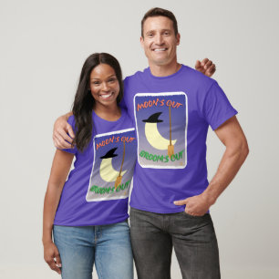 T-shirt Lune dehors Brooms Halloween Slogan amusant