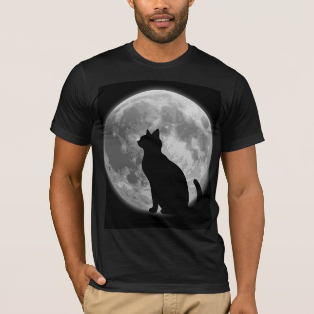 T-shirt Lune et chat noir (Devant)