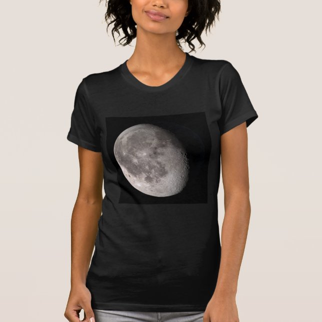T-shirt Lune gibbbous en déclin et en épilation noir (Devant)