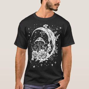 T-shirt Lune gothique & Champignons, Fleurs Punk Witchy