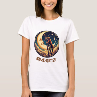 T-shirt Lune rêveuse et chien grimpant une échelle