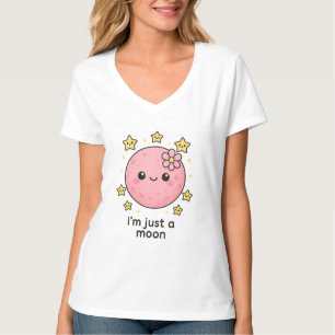 T-shirt Lune rose avec cou