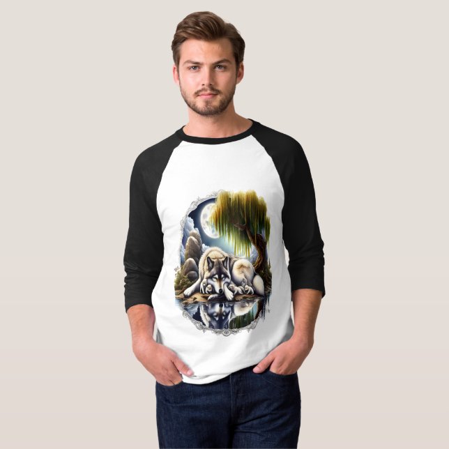 T-shirt Lune Sérénité Un Loup Slumpteur (Devant entier)