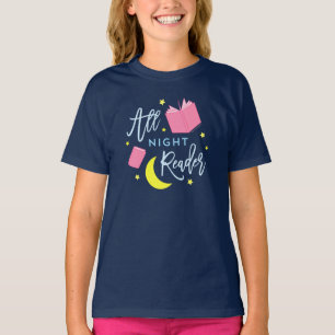 T-shirt Lune Stars et livres roses Tous Lecteur de Nuit