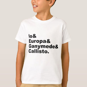 T-shirt Lunes galiléennes   Io Europe Ganymède Callisto