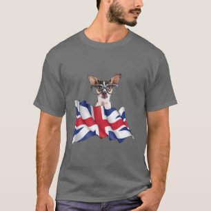 T-shirt Lunettes Chihuahua W pour Drapeau Union Jack