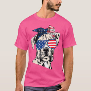 T-shirt Lunettes de chien de boîte Usa Drapeau mâcher femm