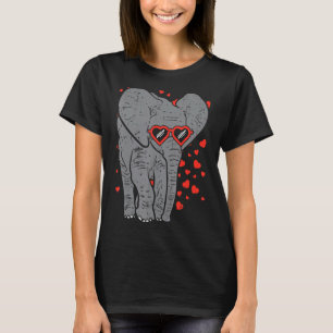 T-shirt Lunettes de coeur éléphant Cute Valentines Jour An