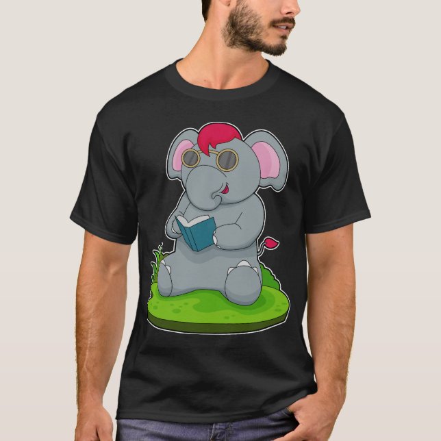 T-shirt Lunettes de livre éléphant (Devant)