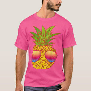 T-shirt Lunettes de soleil ananas amusantes Art Hawaiian A
