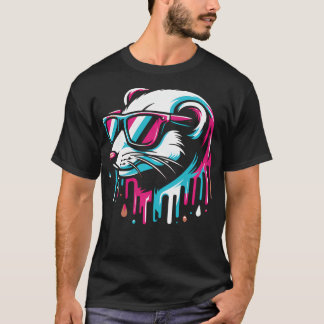 T-shirt Lunettes de soleil Art Cool Belette Colorée