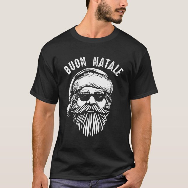 T-shirt Lunettes de soleil Buon Natale Italienne Babbo Nat (Devant)