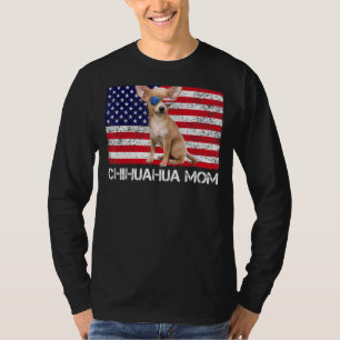 T-shirt Lunettes de soleil Chihuahua Maman Drapeau América