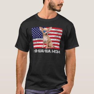 T-shirt Lunettes de soleil Chihuahua Maman Drapeau América
