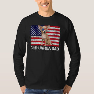 T-shirt Lunettes de soleil Chihuahua Papa Drapeau américai