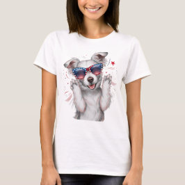 T-shirt Lunettes de soleil Coeur de chien mignonnes Réflex