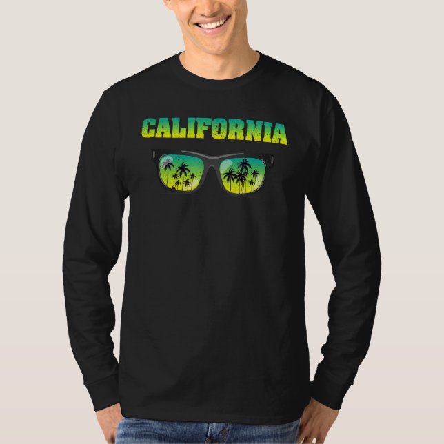 T-shirt Lunettes de soleil cool Californie Palmiers d'été  (Devant)