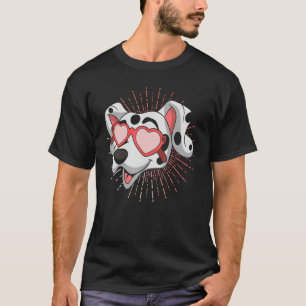 T-shirt Lunettes de soleil cool Coeurs Chien Animal Chien