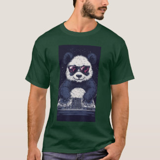 T-shirt Lunettes de soleil Cool Panda Bande dessinée Panda