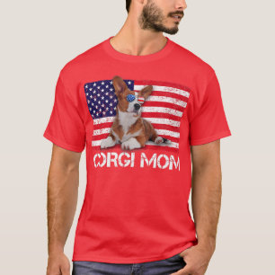 T-shirt Lunettes de soleil Corgi Mom Drapeau américain Amo