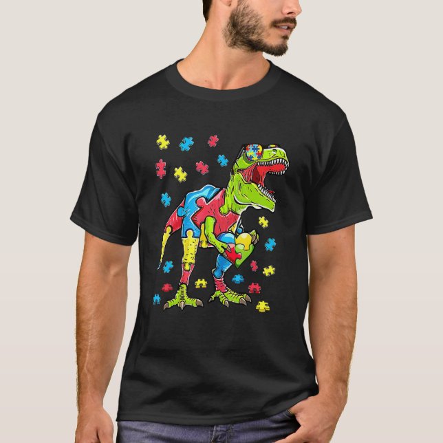 T-shirt Lunettes de soleil Cute T Rex Dinosaur Sensibilisa (Devant)
