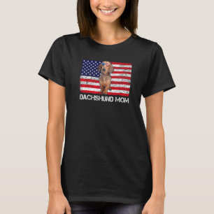 T-shirt Lunettes de soleil Dachshund Maman Drapeau América