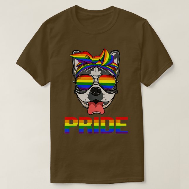 T-shirt Lunettes de soleil de Bulldog Bandana LGBT Pride (Design devant)