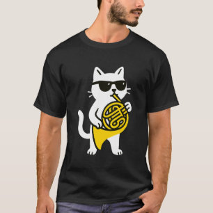 T-shirt Lunettes de soleil de chat mignon jouant de la mus
