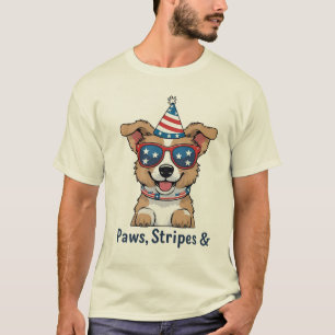 T-shirt Lunettes de soleil de chien patriotique 4 juillet 