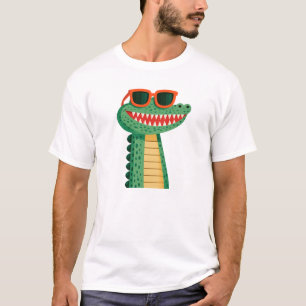T-shirt Lunettes de soleil de crocodile drôle Mignon anima