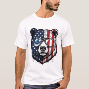 T-shirt Lunettes de soleil de l'ours patriotique Vintage V