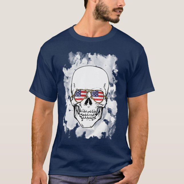 T-shirt Lunettes de soleil de port de bannière étoilée de (Devant)