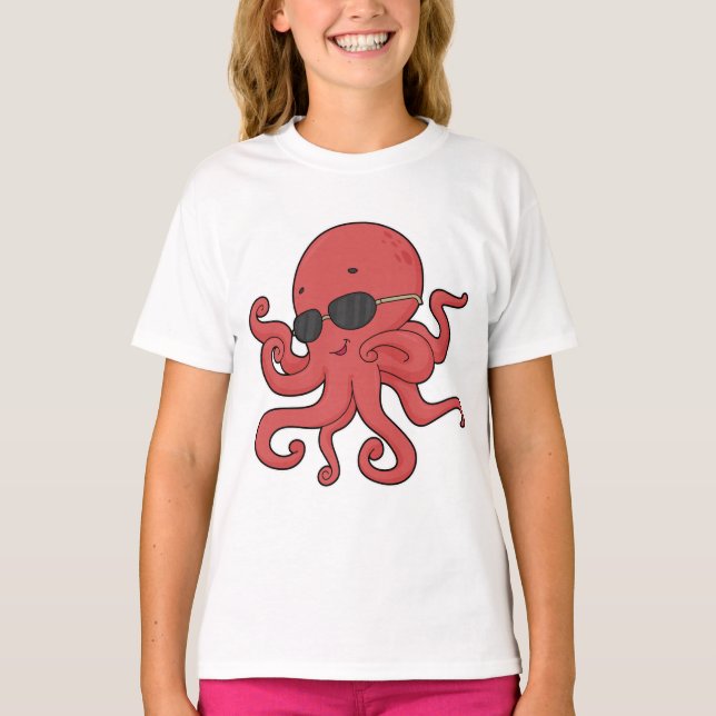 T-shirt Lunettes de soleil de poulpe (Devant)