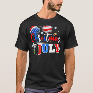 T-shirt Lunettes de soleil de Santa Hat Noël Été Juille