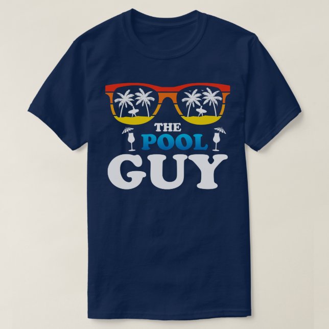 T-shirt Lunettes de soleil de vacances de Pool Guy plage (Design devant)