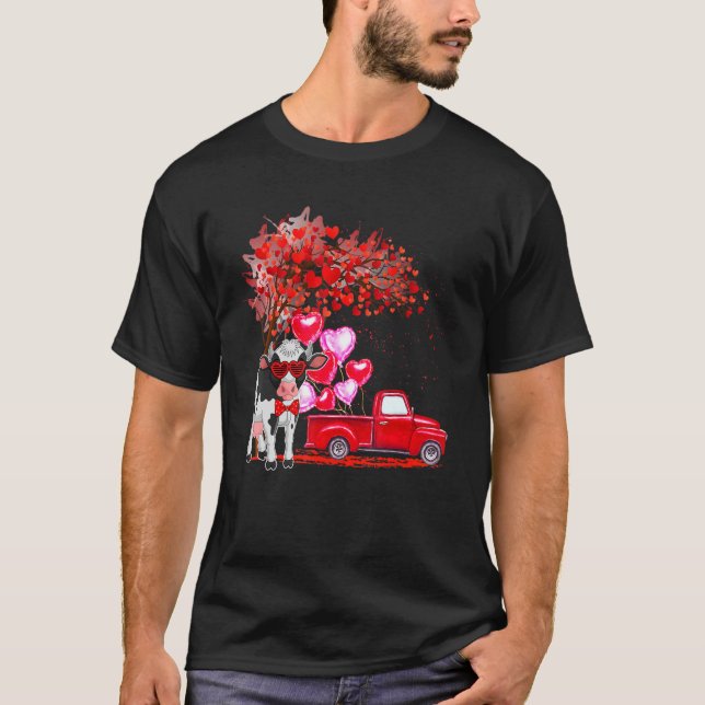 T-shirt Lunettes de soleil de vache Coeurs Arbre ramassage (Devant)
