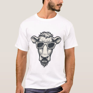 T-shirt Lunettes de soleil de vache cool Gravure vintage V