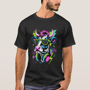 T-shirt Lunettes de soleil de vache de style d'ère punk de