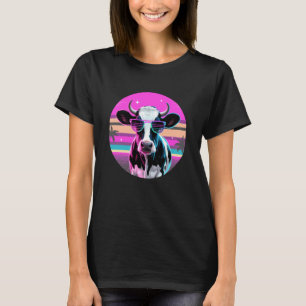 T-shirt Lunettes de soleil de vache synthwave rétro bétail
