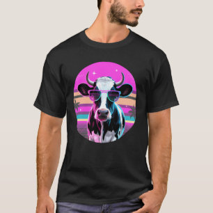 T-shirt Lunettes de soleil de vache synthwave rétro bétail