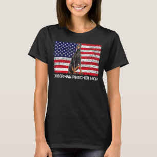 T-shirt Lunettes de soleil Doberman Pinscher Maman Drapeau