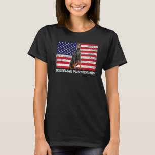 T-shirt Lunettes de soleil Doberman Pinscher Maman Drapeau